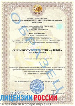 Образец сертификата соответствия аудитора №ST.RU.EXP.00006191-3 Буйнакск Сертификат ISO 50001